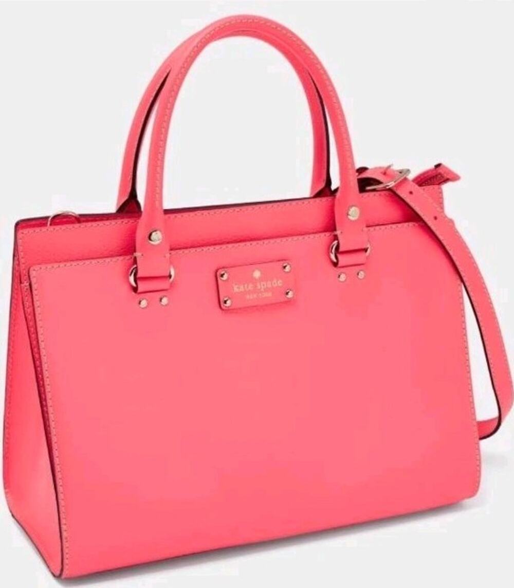 Kate Spade NY NEW Wellesley Quinn Pink Leather Satchel Crossbody Handbag Purse